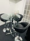 Glass posy table and stools for hire